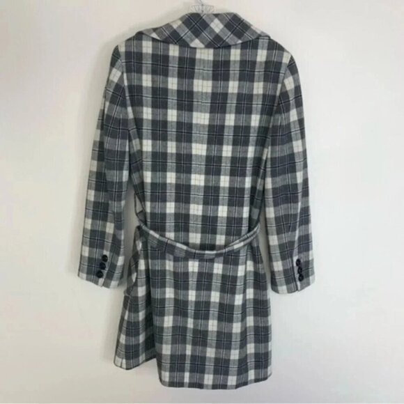 Dolce & Gabbana Vintage Wool Grey Check Plaid Belted Coat 8 - Picture 3 of 16